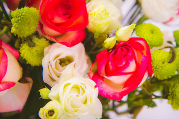 Bouquet of roses in close up