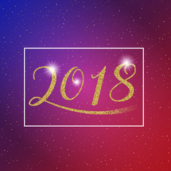 Obraz na płótnie Canvas Happy New Year 2018 text design. Vector greeting illustration with golden glitter effect.