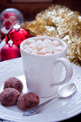 Christmas Hot Chocolate with marshmallow, christmas cocoa