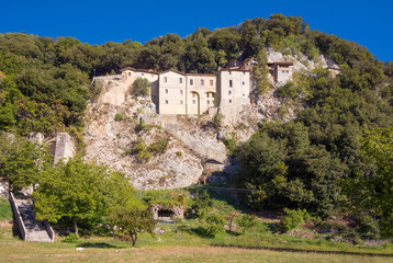 Fototapeta na wymiar Greccio (Rieti, Italy) - The little medieval town in Lazio region, famous for the catholic sanctuary of Saint Francis