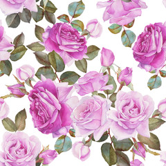 Floral seamless pattern with watercolor roses.  - 182311134
