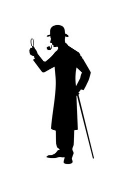Silhouette of detective  illustration.