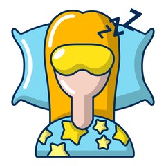 Sleeping woman icon, cartoon style