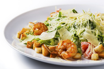 Salad vegetable and shrimps