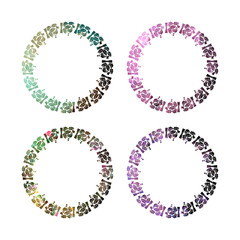 Set of round frames with holly berries silhouettes. Copy space. 