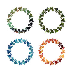 Set of round frames with holly berries silhouettes. Copy space. 