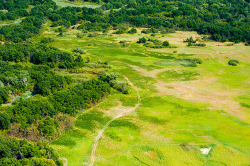 Fototapeta na wymiar Fields and meadows. Aerial view. Landscape.