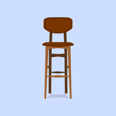 Wooden bar chair on blue background detailed single object realistic design vector illustration eps10