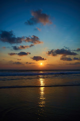 Fototapeta na wymiar Beautiful sunset over ocean aerial shot