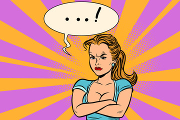 Angry woman, the emotions of girls