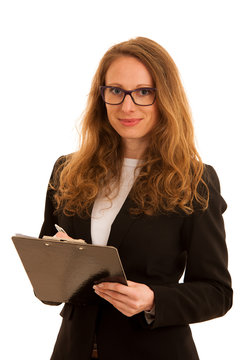 young business woman isolated over white background