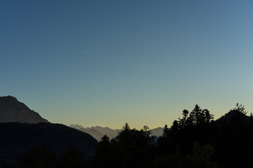 sunset at buergenstock near lucerne, popular tourism destination in switzerland
