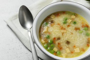 Rice with vegetables. Typical Asian food