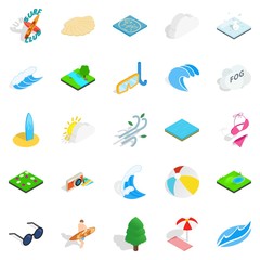 Water swimming icons set, isometric style