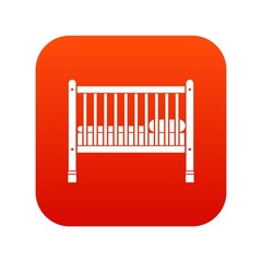 Baby bed icon digital red