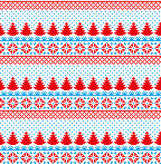 Christmas New Year's winter seamless festive Norwegian pixel pattern - Scandinavian style