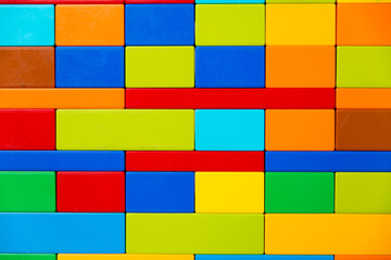 a wall of colored cubes.