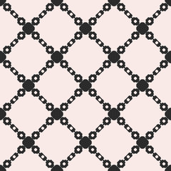 Vector seamless texture, monochrome geometric pattern with chains, diagonal grid