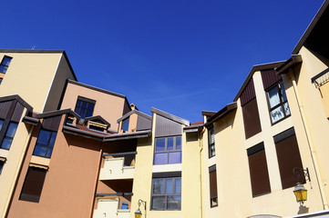 Colored modern buildings in Annecy, France