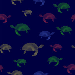 Colored Turtles Icon Seamless Pattern