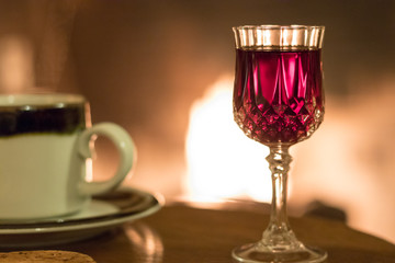 Glass of Wine By the Fire
