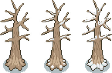Set of trees in pixel style