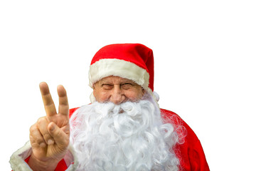Santa Claus showing victory gesture