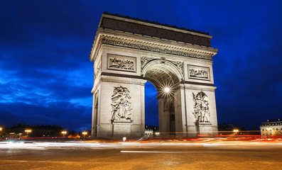 Obraz na płótnie Canvas The Triumphal Arch in evening, Paris, France.