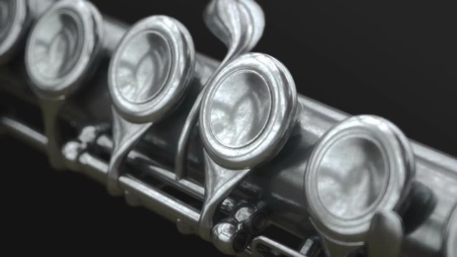 Aged Flute close up on black background
