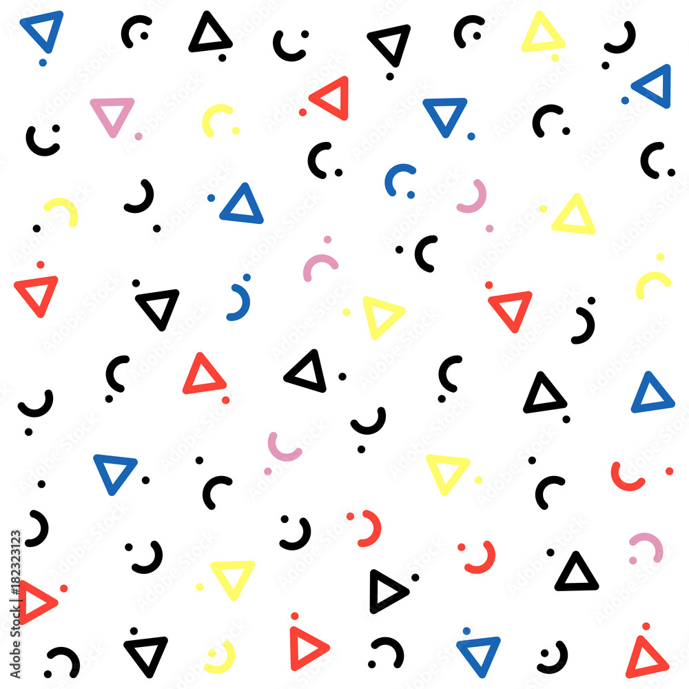 Wall mural vector abstract geometric pattern memphis style on a white background. triangle, half circle and dot