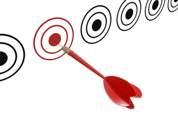 Target marketing concept. Target dart with arrow. 3D rendered illustration.