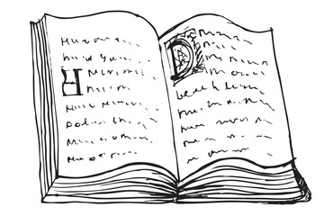 Stara księga rysunek wykonany ręcznie © Edwardkarczmarski