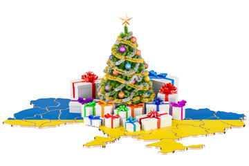Christmas and New Year holidays in Ukraine concept. 3D rendering