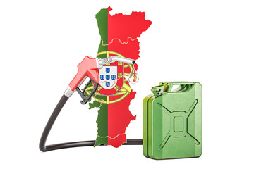 Production and trade of petrol in Portugal, concept. 3D rendering