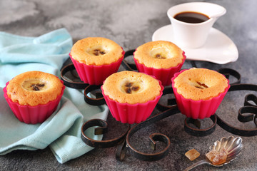 Banana muffins and cup of coffee