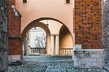 The inner courtyard of Wawel Castle in Cracow, Poland
