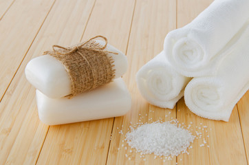 Healthy lifestyle concept with aromatic soaps