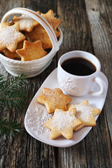  Christmas cookies and cup of coffee