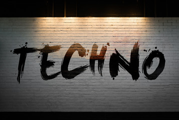 Techno written on a wall - 182327983