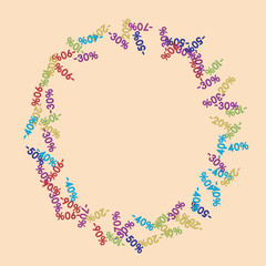 Sale Banner Confetti. Vector Falling Discount Prices -10, -20, -30, -40, -50, -70, -90 Sticker. Holidays Shopping Promotion Ads. Rebate Badge, Price Discount Cool Sale Banner, Border or Frame