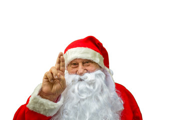 Santa Claus crossing fingers