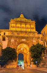 Porta Nuova, a monumental city gate of Palermo. Sicily, Italy