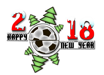 happy new year and soccer ball
