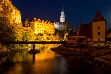 Fototapeta na wymiar Cesky Krumlov at night - Czech Republic.
