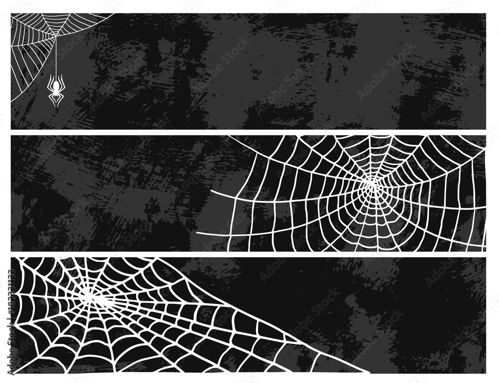 Wall mural spiders cards spider web silhouette spooky nature halloween element vector cobweb decoration fear sp