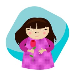 Cute girl holding a flower