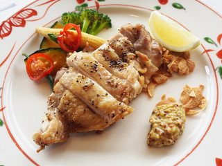 Close up of fried chicken set menu.  