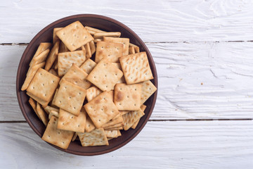 Homemade crackers in bowl