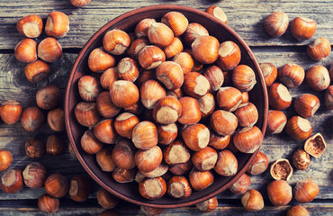 Group of hazelnuts