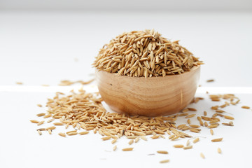 Brown paddy rice closed up